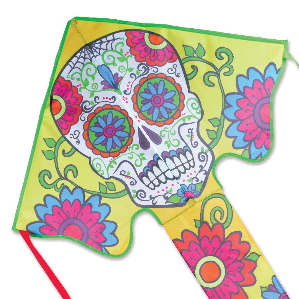 Large Easy Flyer Kite - Sugar Skull Day Of The Dead 3 Large Easy Flyer Kite - Sugar Skull Day Of The Dead