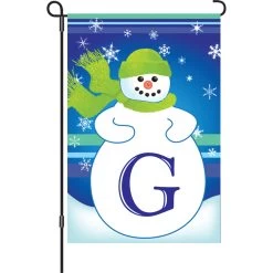 12 In. Winter Monogram Flag - G