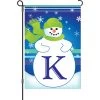 12 In. Winter Monogram Flag - K -Kite Shop 51001g MonogramSnowman LetterK