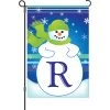 12 In. Winter Monogram Flag - R -Kite Shop 51001g MonogramSnowman LetterR