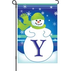 12 In. Winter Monogram Flag - Y