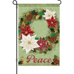 12 In. Flag - Poinsettia Wreath