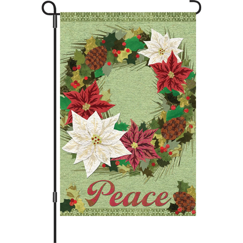 12 In. Flag - Poinsettia Wreath 3 12 In. Flag - Poinsettia Wreath