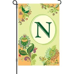 12 In. Spring Monogram Flag - N
