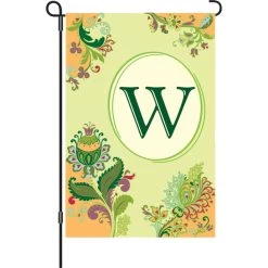 12 In. Spring Monogram Flag - W