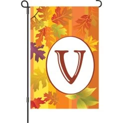 12 In. Fall Monogram Flag - V