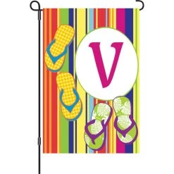 12 In. SummerMonogram Flag - V