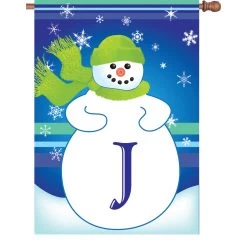 28 In. Winter Monogram Flag - J