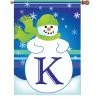 28 In. Winter Monogram Flag - K -Kite Shop 52011g MonogramSnowman LetterK