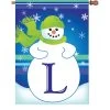 28 In. Winter Monogram Flag - L -Kite Shop 52012g MonogramSnowman LetterL