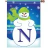 28 In. Winter Monogram Flag - N -Kite Shop 52014g MonogramSnowman LetterN