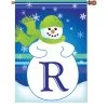 28 In. Winter Monogram Flag - R -Kite Shop 52017g MonogramSnowman LetterR