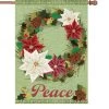 28 In. Flag - Poinsettia Wreath -Kite Shop 52066g PoinsettiaWreath