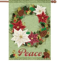 28 In. Flag - Poinsettia Wreath