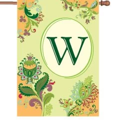 28 In. Spring Monogram Flag - W