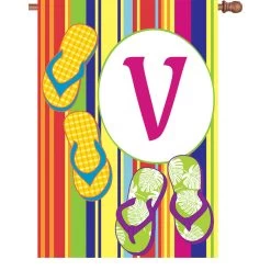 28 In. Summer Monogram Flag - V