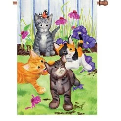28 In. Flag - Kitten Flowerbed