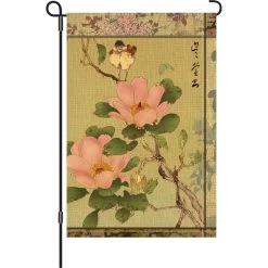12 In. Flag - Peony And Bird