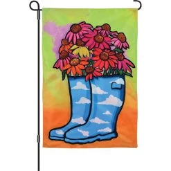 12 In. Flag - Flower Rain Boots
