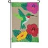 12 In. Burlap Flag - Hummingbird Hibiscus -Kite Shop 56265p HummingbirdHibiscus AppliqueFlag 1024