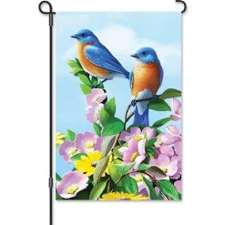 12 In. Flag - Floral Bluebirds