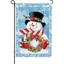 12 In. Flag - Snowman Wreath