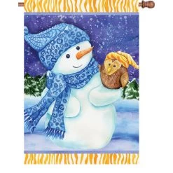 28 In. Flag - Snowman And Owl