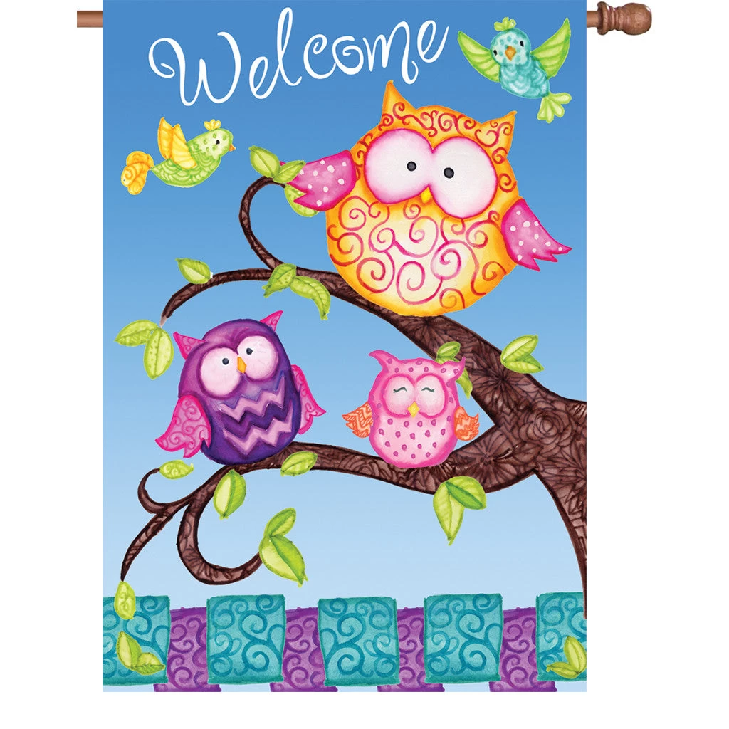 28 In. Flag - Welcome Owls 3 28 In. Flag - Welcome Owls
