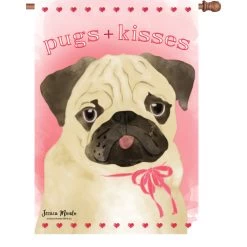 28 In. Flag - Pugs & Kisses