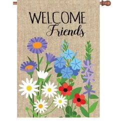 28 In. Flag - Welcome Friends Flowers