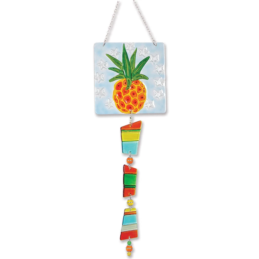 Glass Sun Catcher Mobile - Pineapple 3 Glass Sun Catcher Mobile - Pineapple