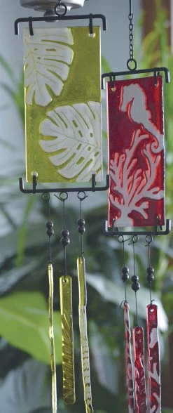 Silhouette Glass Wind Chime - Banana Leaf -Kite Shop 81169 81168 Leaf CoralGlassChimes