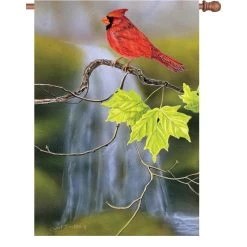 28 In. Flag - Cardinal And Waterfall